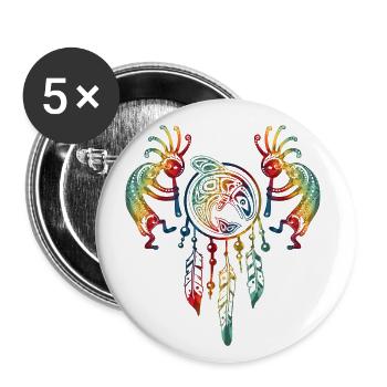 Capteur de rêves de baleines Kokopelli amérindien 1 - Lot de 5 grands badges (56 mm) - blanc - Devant