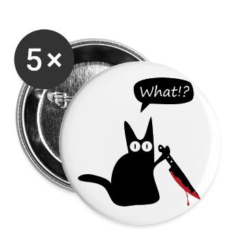 chat couteau sang Halloween what - Lot de 5 grands badges (56 mm) - blanc - Devant