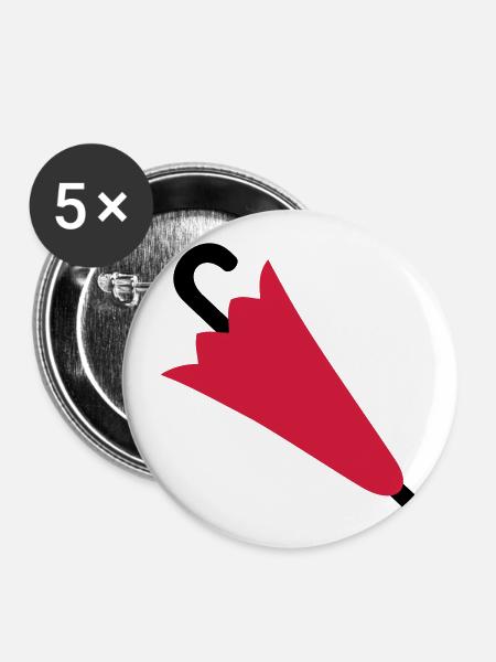 Regenschirm - Buttons groß 56 mm (5er Pack) - Weiß