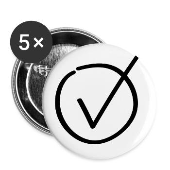haken symbol icon - Buttons groß 56 mm (5er Pack) - Weiß - Vorne