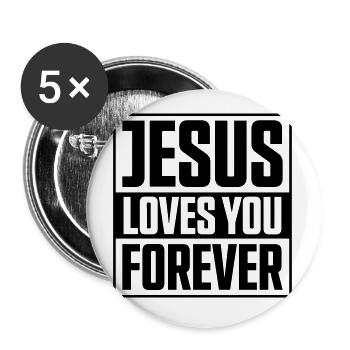 jesus loves you saying - Buttons large 2.2''/56 mm (5-pack) - white - Front