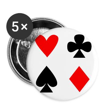 Heart of clubs diamond spades poker card game - Buttons large 2.2''/56 mm (5-pack) - white - Front