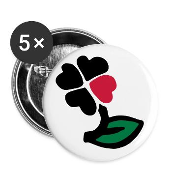 Trèfle à quatre feuilles coloré / trèfle à quatre feuilles - Lot de 5 grands badges (56 mm) - blanc - Devant