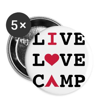 Camping - Buttons groß 56 mm (5er Pack) - Weiß - Vorne