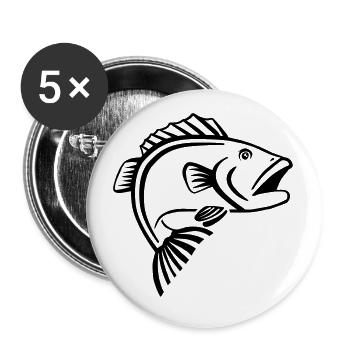 pêche - Lot de 5 grands badges (56 mm) - blanc - Devant