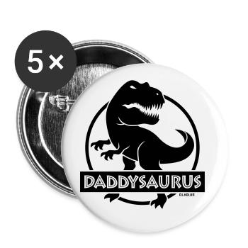 Daddysaurus (Bester Daddy / Papa / Vater / POS) - Buttons groß 56 mm (5er Pack) - Weiß - Vorne