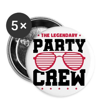 Party Crew - Lot de 5 grands badges (56 mm) - blanc - Devant