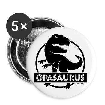 Opasaurus (Bester Opa / Opi / Großvater / POS) - Buttons groß 56 mm (5er Pack) - Weiß - Vorne