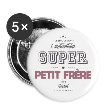 L authentique super petit frere - Lot de 5 grands badges (56 mm) - blanc - Devant