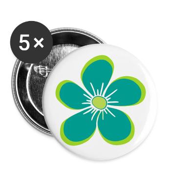 Flower green, flower, floral, floral motif, floral - Buttons large 2.2''/56 mm (5-pack) - white - Front