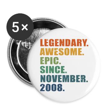 15th Birthday, November 2008, 15 Year Anniversary - Buttons large 2.2''/56 mm (5-pack) - white - Front