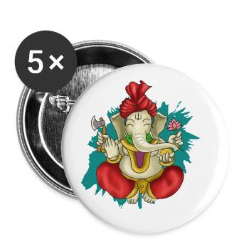 Indien Inder Hindu Ganesha Gott Land I Geschenk - Buttons groß 56 mm (5er Pack) - Weiß - Vorne