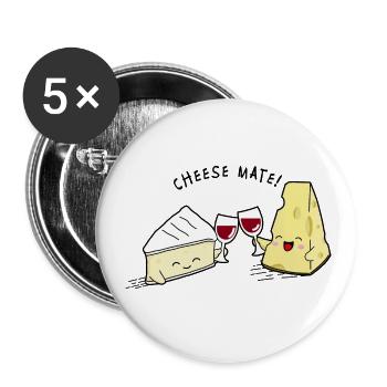 Kawaii Käse Aperitif - Buttons groß 56 mm (5er Pack) - Weiß - Vorne