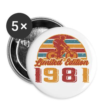 Bicycle Bike Cyclist Birthday Year 1981 - Buttons large 2.2''/56 mm (5-pack) - white - Front