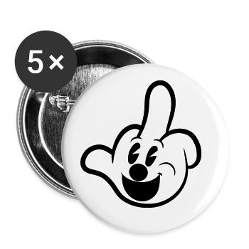 Middle Finger Comic Glove Sarcasm Office Humor - Buttons large 2.2''/56 mm (5-pack) - white - Front