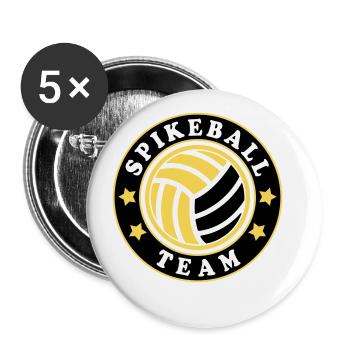 Farben änderbar | Roundnet Spikeball Team Fun - Buttons groß 56 mm (5er Pack) - Weiß - Vorne
