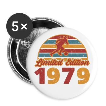 Fußball Fußballspieler Geburtstag Baujahr 1979 - Buttons groß 56 mm (5er Pack) - Weiß - Vorne