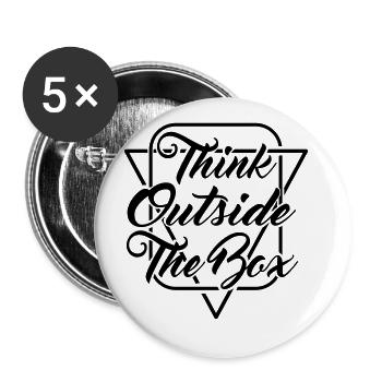 Think outside the box - Kreativität - Anpassbar - Buttons groß 56 mm (5er Pack) - Weiß - Vorne