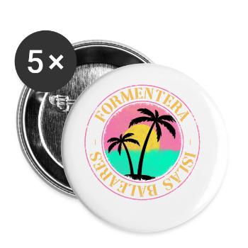 Formentera Summer Sun Beach Sea Palms Holiday - Buttons large 2.2''/56 mm (5-pack) - white - Front