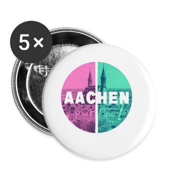 Aachen Germany City Skyline Home Love - Buttons large 2.2''/56 mm (5-pack) - white - Front