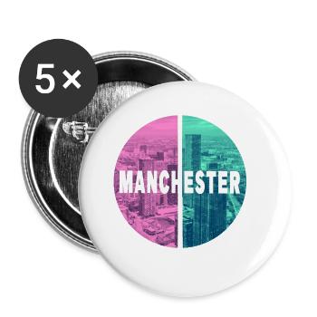 Manchester England UK City Skyline Home Love - Buttons large 2.2''/56 mm (5-pack) - white - Front