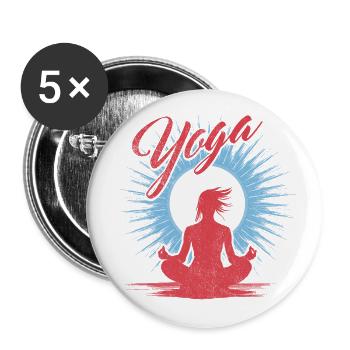 Yoga - Le bien-être de la méditation - Lot de 5 grands badges (56 mm) - blanc - Devant