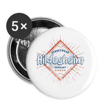 Hildesheim Allemagne Ville Skyline Accueil Amour - Lot de 5 grands badges (56 mm) - blanc - Devant