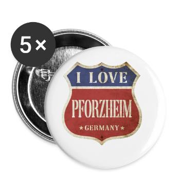 Pforzheim Allemagne Ville J’aime Vintage Rétro - Lot de 5 grands badges (56 mm) - blanc - Devant
