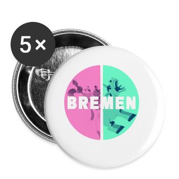 Brême Allemagne Ville Skyline Accueil Amour - Lot de 5 grands badges (56 mm) - blanc - Devant