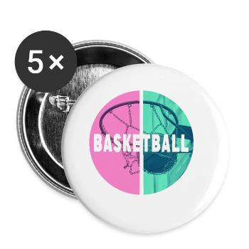 Basketball Basketball Player Basket Dunking Sport Player - Buttons large 2.2''/56 mm (5-pack) - white - Front