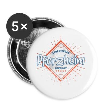Pforzheim Allemagne Ville Skyline Accueil Amour - Lot de 5 grands badges (56 mm) - blanc - Devant