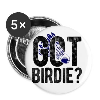 Badminton - Buttons groß 56 mm (5er Pack) - Weiß - Vorne