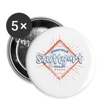 Stuttgart Deutschland Stadt Skyline Heimat Liebe - Buttons groß 56 mm (5er Pack) - Weiß - Vorne