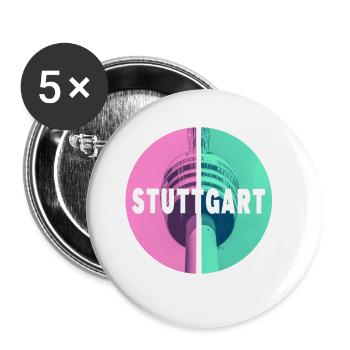 Stuttgart Deutschland Stadt Skyline Heimat Liebe - Buttons groß 56 mm (5er Pack) - Weiß - Vorne