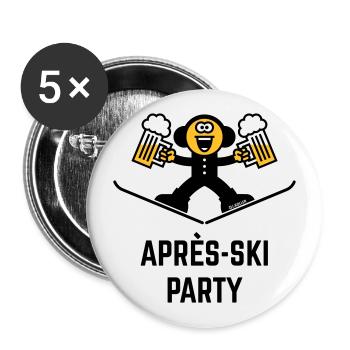 Après-Ski Party (Bier / Karikatur / 3C) - Buttons groß 56 mm (5er Pack) - Weiß - Vorne
