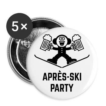 Après-ski (bière / caricature / 1°C) - Lot de 5 grands badges (56 mm) - blanc - Devant