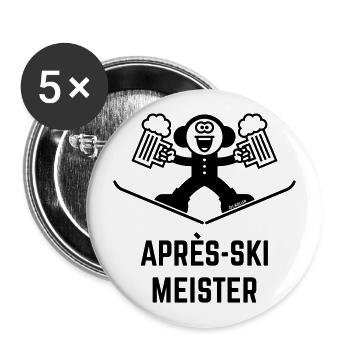 Après-Ski Meister (Bier / Karikatur / 1C) - Buttons groß 56 mm (5er Pack) - Weiß - Vorne