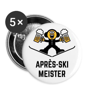 Après-Ski Meister (Bier / Karikatur / 3C) - Buttons groß 56 mm (5er Pack) - Weiß - Vorne