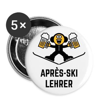 Après-Ski Lehrer (Bier / Karikatur / 3C) - Buttons groß 56 mm (5er Pack) - Weiß - Vorne