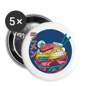 crazy ramen - Buttons large 2.2''/56 mm (5-pack) - white - Front