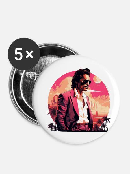 Retro Miami Boho Style Design - Buttons groß 56 mm (5er Pack) - Weiß