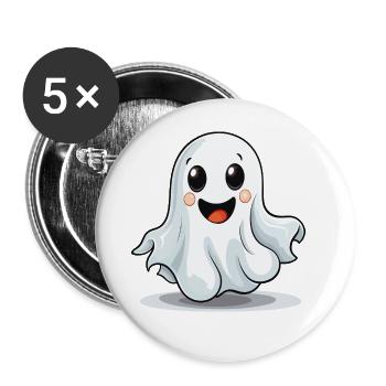Fantôme Fantôme Halloween Mignon Costume Mignon - Lot de 5 grands badges (56 mm) - blanc - Devant
