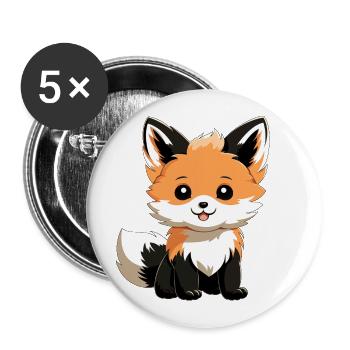 Renard mignon - Lot de 5 grands badges (56 mm) - blanc - Devant