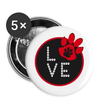Rote Hundepfote mit sehr viel Liebe. - Buttons groß 56 mm (5er Pack) - Weiß - Vorne