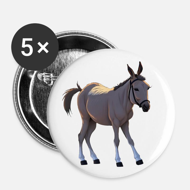 Seppel - little stubborn donkey - Buttons large 2.2''/56 mm (5-pack) - white