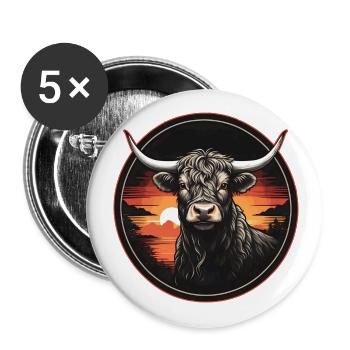 Les bovins écossais des Highlands aiment mes Highlands - Lot de 5 grands badges (56 mm) - blanc - Devant