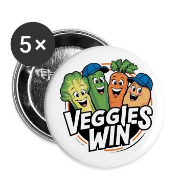 Durabilité Les drôles de légumes sont heureux pour les légumes - Lot de 5 grands badges (56 mm) - blanc - Devant