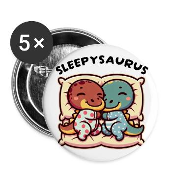 Sleepysaurus Official Sleep Outfit Chemise de nuit - Lot de 5 grands badges (56 mm) - blanc - Devant
