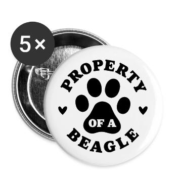 Property of a Beagle - Buttons large 2.2''/56 mm (5-pack) - white - Front