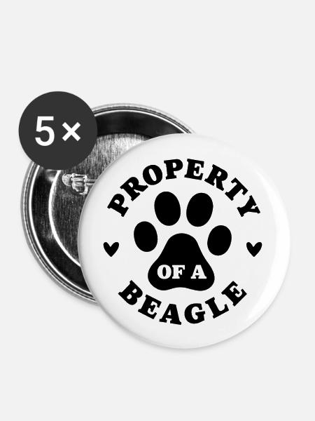 Eigentum eines Beagle - Buttons groß 56 mm (5er Pack) - Weiß